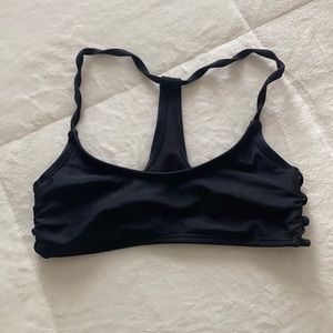 black bikini top with detailed back